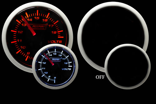 ProSport 52mm Electric Volt Gauge Amber/White