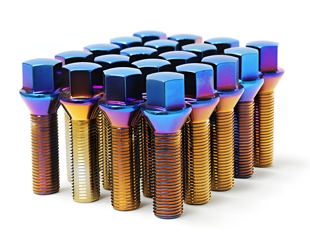 Muteki Chrome Neon 12x1.5 Set of 20 Mevius Lug Bolts Cone Style  - Evo 8/9/X
