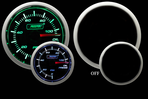 ProSport 52mm Electric Oil Pressure Gauge Green/White