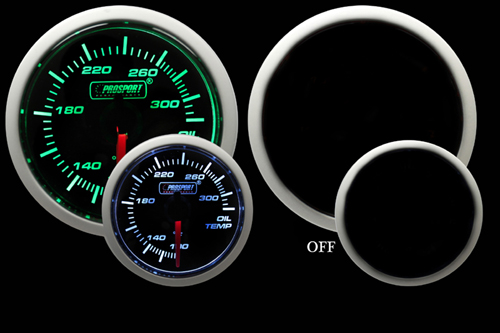 ProSport 52mm Electric Oil Temperature Gauge Green/White