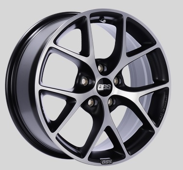 BBS SR 17x7.5 5x100 ET48 Satin Black Diamond Cut Face Wheels -70mm PFS/Clip Required